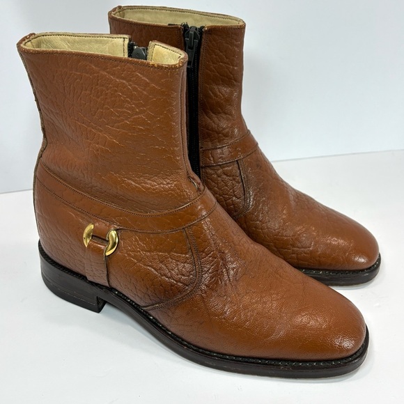 Vintage Brown Pebbled Leather Beatle Boot Men Sz 7 Indiana Elite Made In England main image 9